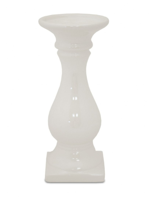 Świecznik ceramiczny szkliwiony ecru perłowy 23*9*9cm (118024) zb.2 Świecznik ceramiczny szkliwiony ecru perłowy 23*9*9cm (118024) zb.2