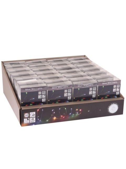 Lampki na druciku 80LED zewnętrzne kolorowe 8 funkcji+ timer 395cm na baterie (AX8720920)