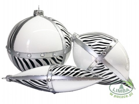 Bombki sople średnie BLACK & WHITE kpl.4szt.. Bombki sople średnie BLACK & WHITE kpl.4szt..