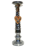Świecznik szklany srebrny nakrapiany z sercem (IK0134) 43*12,2cm Świecznik szklany srebrny nakrapiany z sercem (IK0134) 43*12,2cm