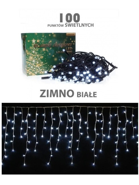 Kurtynka sople 100 LED białe zimne (LZS-LED100G ZB) Kurtynka sople 100 LED białe zimne (LZS-LED100G ZB)