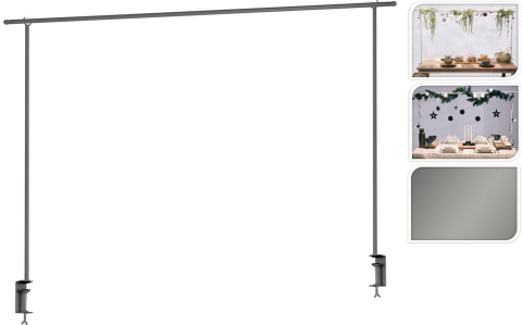 Drążek metalowy srebrny do dekoracji stołu (034103) h:135*max250cm Drążek metalowy srebrny do dekoracji stołu (034103) h:135*max250cm