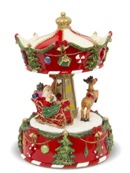 Ceramic carousel with music box, horses and sleigh (109127)