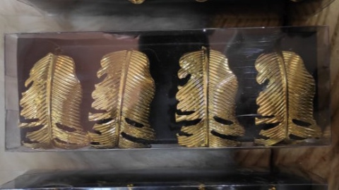 Kpl. 4 obrączki złote liście śr. 4,5cm (HN0693)-20% Kpl. 4 obrączki złote liście śr. 4,5cm (HN0693)-20%