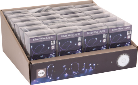 Lampki na druciku 40LED zimne 195cm na baterie (AX9730420) Lampki na druciku 40LED zimne 195cm na baterie (AX9730420)