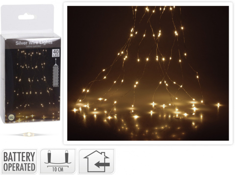 Lampki na druciku 40LED wiązka 8*45cm białe ciepłe na baterie (AX9702100) Lampki na druciku 40LED wiązka 8*45cm białe ciepłe na baterie (AX9702100)