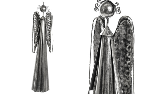 Anioł metalowy srebrny 55cm z oświetleniem LED (ART18384) fi 11cm na baterie 3*AAA b.ciepłe Anioł metalowy srebrny 55cm z oświetleniem LED (ART18384) fi 11cm na baterie 3*AAA b.ciepłe
