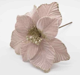 Gwiazda betlejemska na piku różowy welur i brokat 31cm (CV19691-3)