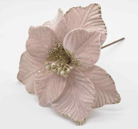 Gwiazda betlejemska na piku różowy welur i brokat 31cm (CV19691-3)