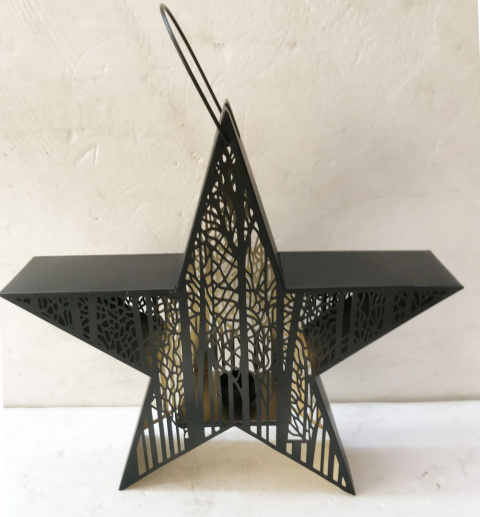 Gwiazda metalowa czarna wisząca /stojąca na t-lighta (IS0463) h:41/54*44*11cm Gwiazda metalowa czarna wisząca /stojąca na t-lighta (IS0463) h:41/54*44*11cm