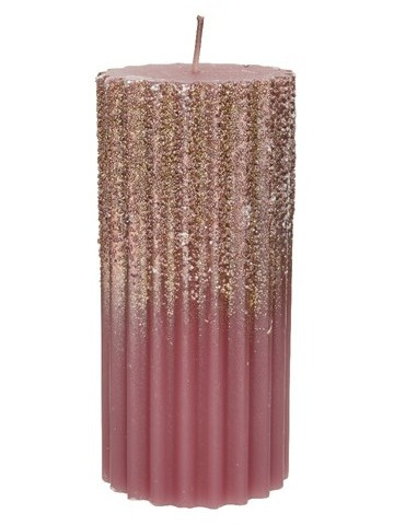 Świeca karbowana velvet pink z brokatem h:15*7cm (209509)-20% Świeca karbowana velvet pink z brokatem h:15*7cm (209509)-20%