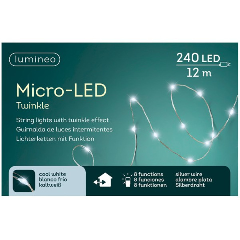 Lampki na druciku 240LED 12m zimne 8funkcji transf. wew/zew (497075) Lampki na druciku 240LED 12m zimne 8funkcji transf. wew/zew (497075)