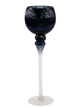 Świecznik szklany granatowy 30cm (TG58705)-20%