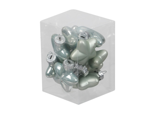 Kpl 12 gwiazdek szklanych 40mm mięta mat/opal (115846) Kpl 12 gwiazdek szklanych 40mm mięta mat/opal (115846)