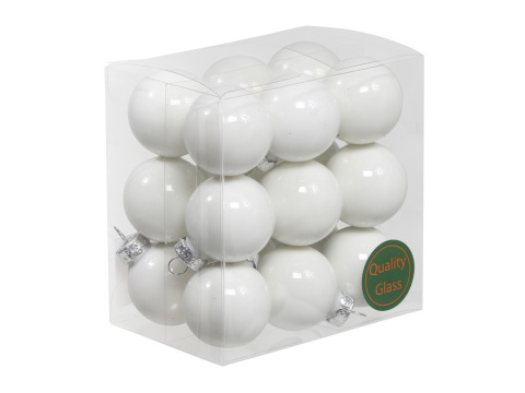 Kpl 18 bombek szklanych 30mm biały opal (101605) Kpl 18 bombek szklanych 30mm biały opal (101605)