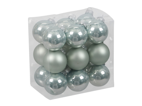 Kpl 18 bombek szklanych 30mm mięta mat/opal (115805) Kpl 18 bombek szklanych 30mm mięta mat/opal (115805)
