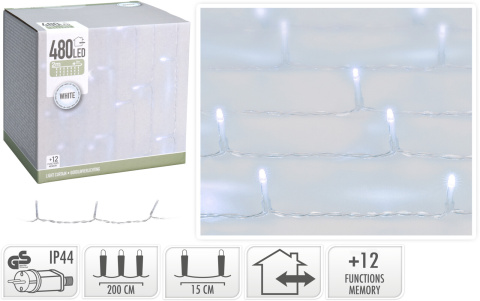 Kurtyna 480LED 12 funkcji szer.2m*h3m 240V wew/zew (AX8405360) zimna transp. kabel Kurtyna 480LED 12 funkcji szer.2m*h3m 240V wew/zew (AX8405360) zimna transp. kabel