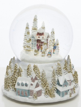 Kula wodna z pozytywką Zimowe miasteczko złoty brokat (124950)