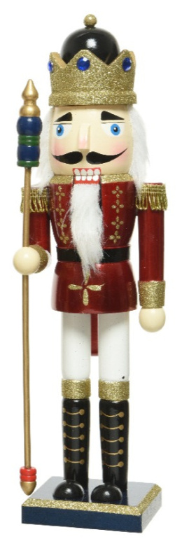 Nutcracker drewn. 38cm kolorowy z laską (550342) 38*11*10cm