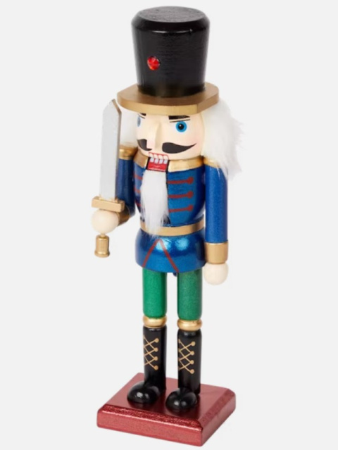 Nutcracker drewniany na podstawie granatowy z mieczem (940844)