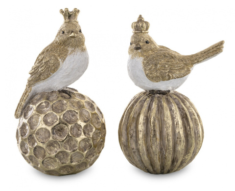 Ptaszek ceramiczny duży w koronie na złotej kuli w paski (147478) Ptaszek ceramiczny duży w koronie na złotej kuli w paski (147478)
