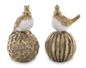 Ptaszek ceramiczny mały w koronie na złotej kuli w paski (147477) Ptaszek ceramiczny mały w koronie na złotej kuli w paski (147477)