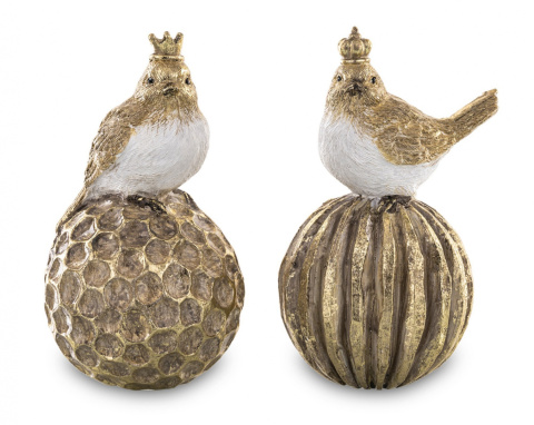 Ptaszek ceramiczny mały w koronie na złotej kuli w paski (147477) Ptaszek ceramiczny mały w koronie na złotej kuli w paski (147477)