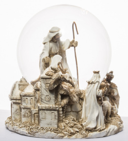 Scenka kula wodna 12cm Św.Rodzina złoty brokat (132113)