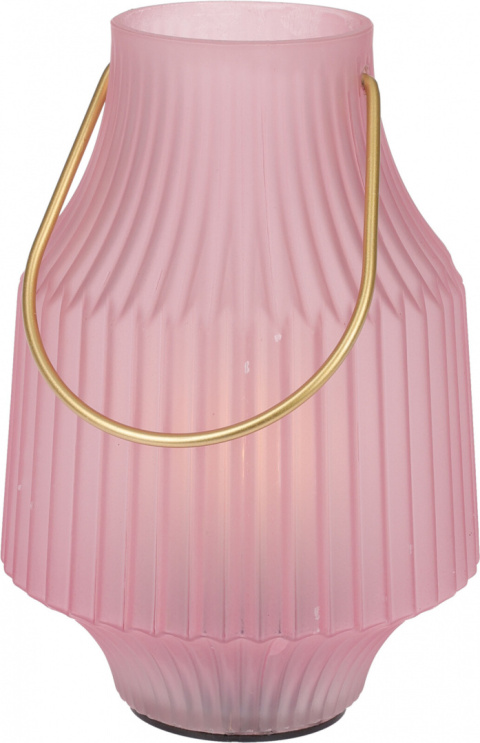 Lampka LED z rączką różowe szklo karbowane 2kolory(XX8113190)na baterie-20% Lampka LED z rączką różowe szklo karbowane 2kolory(XX8113190)na baterie-20%