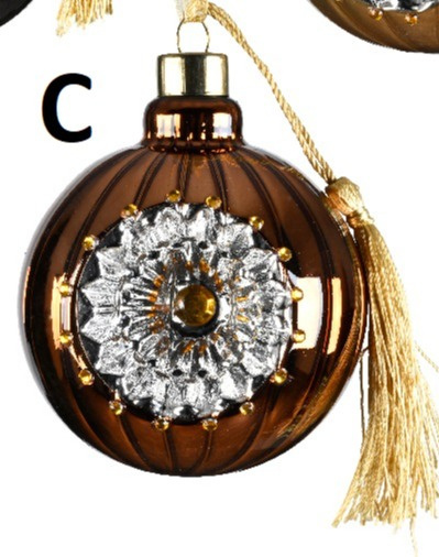 Bombka szklana 8cm z reflektorem i chwostem 4 kolory (070145)-20% Bombka szklana 8cm z reflektorem i chwostem 4 kolory (070145)-20%