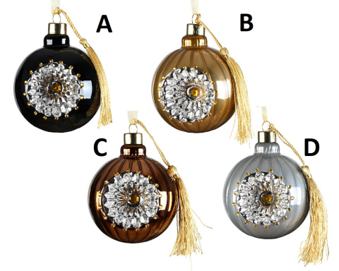 Bombka szklana 8cm z reflektorem i chwostem 4 kolory (070145)-20% Bombka szklana 8cm z reflektorem i chwostem 4 kolory (070145)-20%