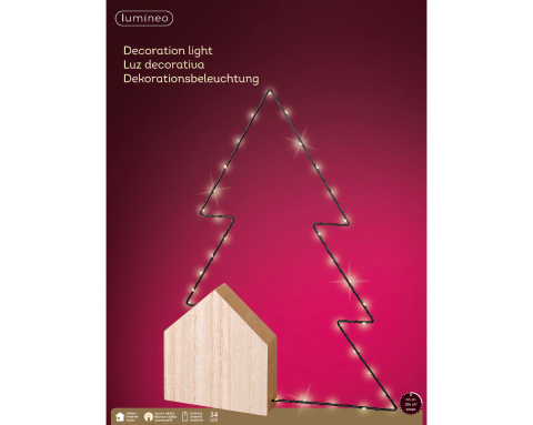 Kontur choinka metalowa czarna duża na drewnianej podstawie 34LED (487113) Kontur choinka metalowa czarna duża na drewnianej podstawie 34LED (487113)