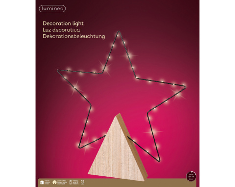 Kontur gwiazda metalowa czarna duża na drewnanej podstawie 35LED (487115) Kontur gwiazda metalowa czarna duża na drewnanej podstawie 35LED (487115)