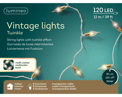 Lampki żaróweczki mini 120LED Vintage Lights pastelowe 11,9mb (493273) Lampki żaróweczki mini 120LED Vintage Lights pastelowe 11,9mb (493273)