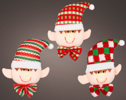 Zawieszka elf z materiału świecący nos 2wzory (613337)