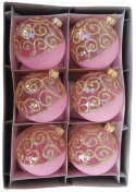 Bombki 80mm dekorowane ornament kpl.6szt: PINK & GOLD