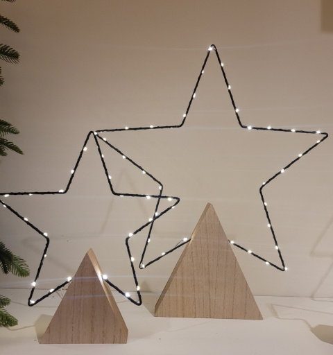 Kontur gwiazda metalowa czarna na drewnianej podstawie 27LED (487114) Kontur gwiazda metalowa czarna na drewnianej podstawie 27LED (487114)