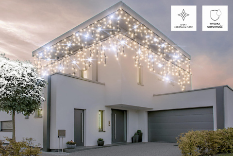 Kurtynka sople LED zewnętrzna gruby kabel 100L+gn białe ciepłe +flash biały zimny (25-338) 4,8m/6W Kurtynka sople LED zewnętrzna gruby kabel 100L+gn białe ciepłe +flash biały zimny (25-338) 4,8m/6W