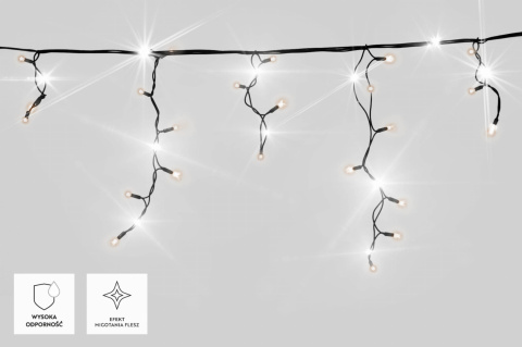 Kurtynka sople LED zewnętrzna gruby kabel 100L+gn białe ciepłe +flash biały zimny (25-338) 4,8m/6W Kurtynka sople LED zewnętrzna gruby kabel 100L+gn białe ciepłe +flash biały zimny (25-338) 4,8m/6W