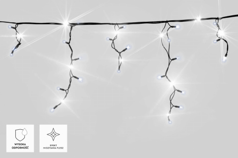 Kurtynka sople LED zewn. 100L+ gniazdo białe zimne +flash biały zimny (25-332) 4,8m/6W gumowany kabel Kurtynka sople LED zewn. 100L+ gniazdo białe zimne +flash biały zimny (25-332) 4,8m/6W gumowany kabel