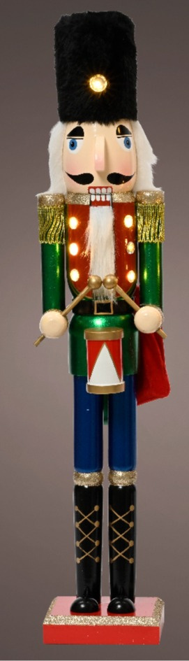 Nutcracker drewniany w czarnej czapce z oświetleniem LED (486697) Nutcracker drewniany w czarnej czapce z oświetleniem LED (486697)