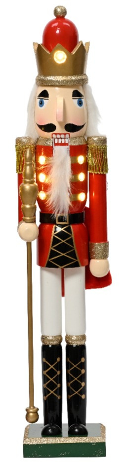 Nutcracker drewniany w koronie z oświetleniem LED (486698)