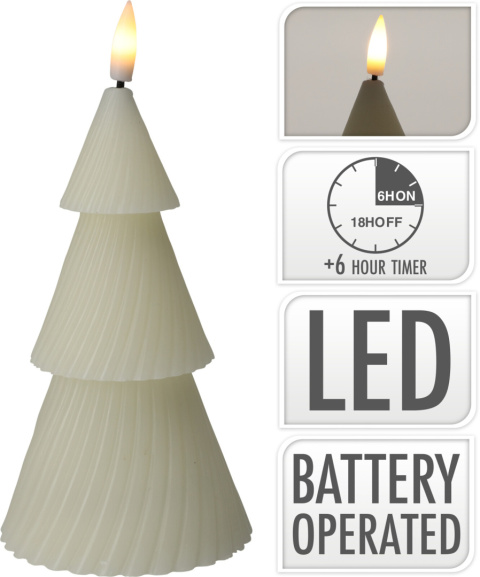 Świeca choinka ecru 15cm LED timer (089839) Świeca choinka ecru 15cm LED timer (089839)