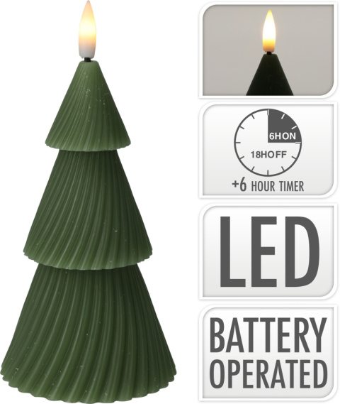 Świeca choinka zielona 11cm LED timer (089837) Świeca choinka zielona 11cm LED timer (089837)