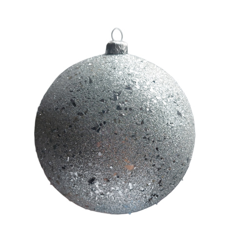 Bombka plastikowa srebrna brokatowa 150mm (O) Bombka plastikowa srebrna brokatowa 150mm (O)
