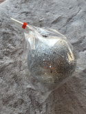 Bombka plastikowa srebrna brokatowa 150mm (O) Bombka plastikowa srebrna brokatowa 150mm (O)
