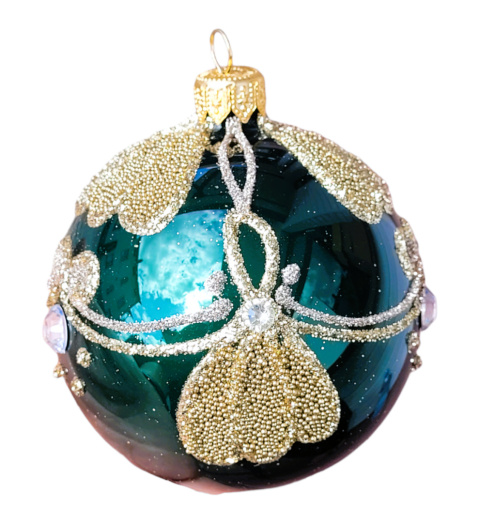 Bombki 120 dekorowane ornament op.4szt.: SZMARAGDOWY SZYK Bombki 120 dekorowane ornament op.4szt.: SZMARAGDOWY SZYK