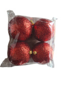 Bombki plastikowe czerwone brokatowe 120mm op-4szt (O) Bombki plastikowe czerwone brokatowe 120mm op-4szt (O)