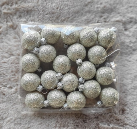 Bombki plastikowe szampańskie brokatowe 30mm op-20szt (O) Bombki plastikowe szampańskie brokatowe 30mm op-20szt (O)