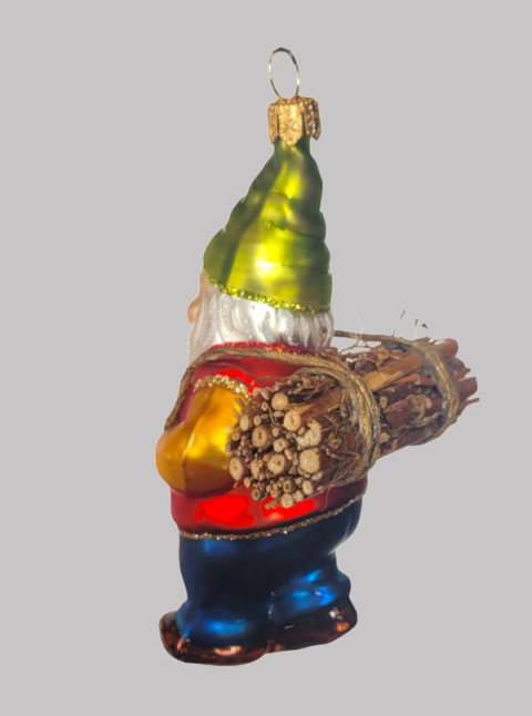 Bombka formowa: Krasnal z chrustem (92) H Bombka formowa: Krasnal z chrustem (92) H
